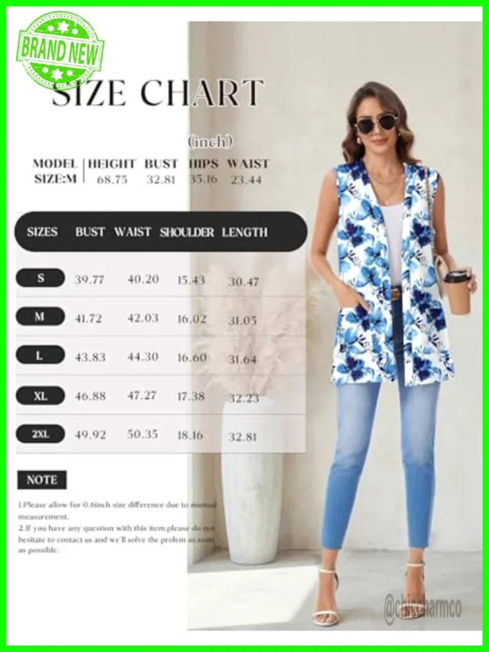 Sleeveless Cardigan Knit Open Front Vest with Pockets 95% Polyester 5% Spandex